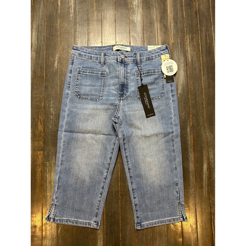 Liverpool Los Angeles High Rise Crop Patch Pocket Denim Jeans Blue